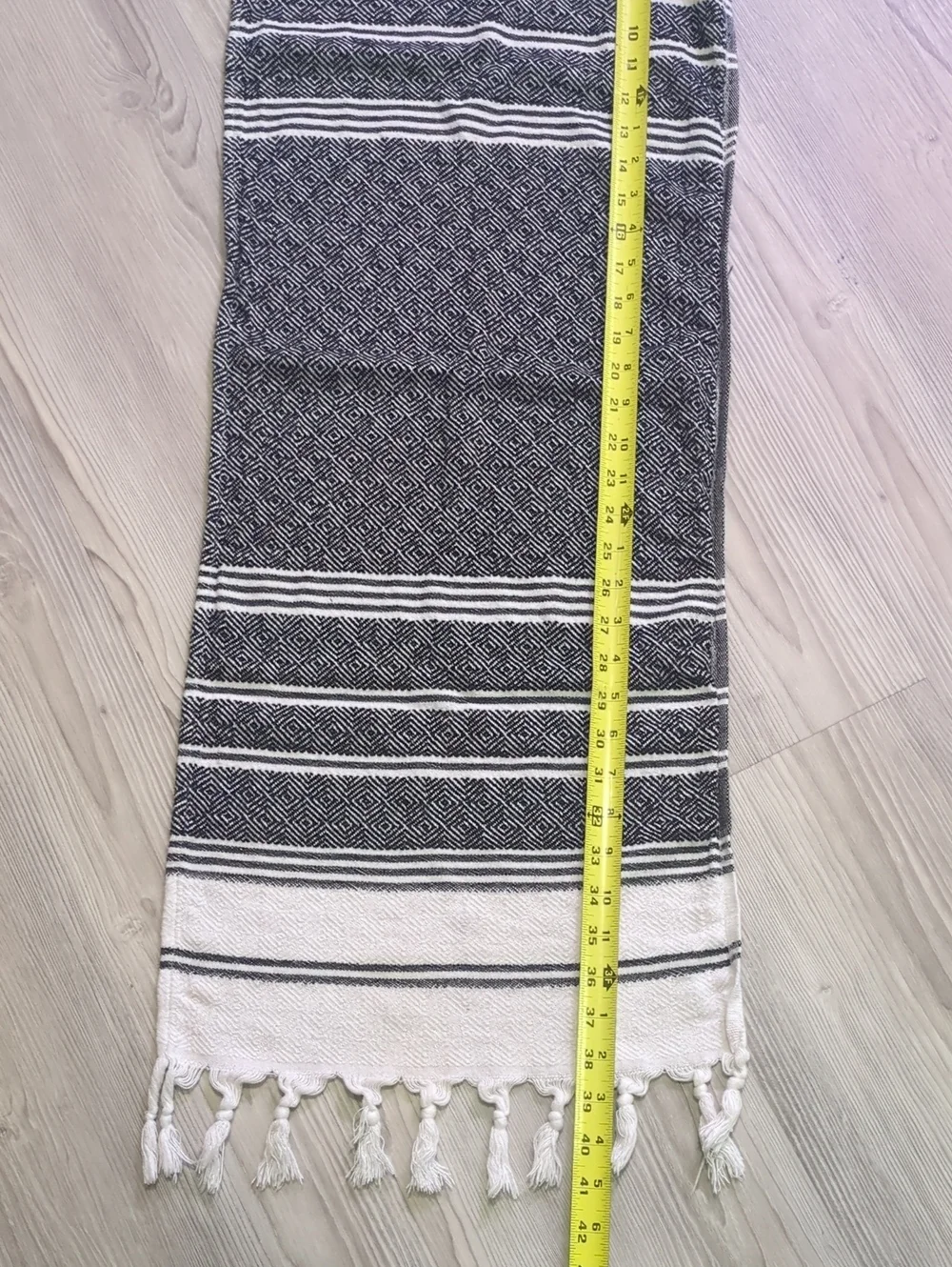 Turkish Peshtemal Style Towel Set 2 Bath Towels & Hand Towel Gray White Fringe B